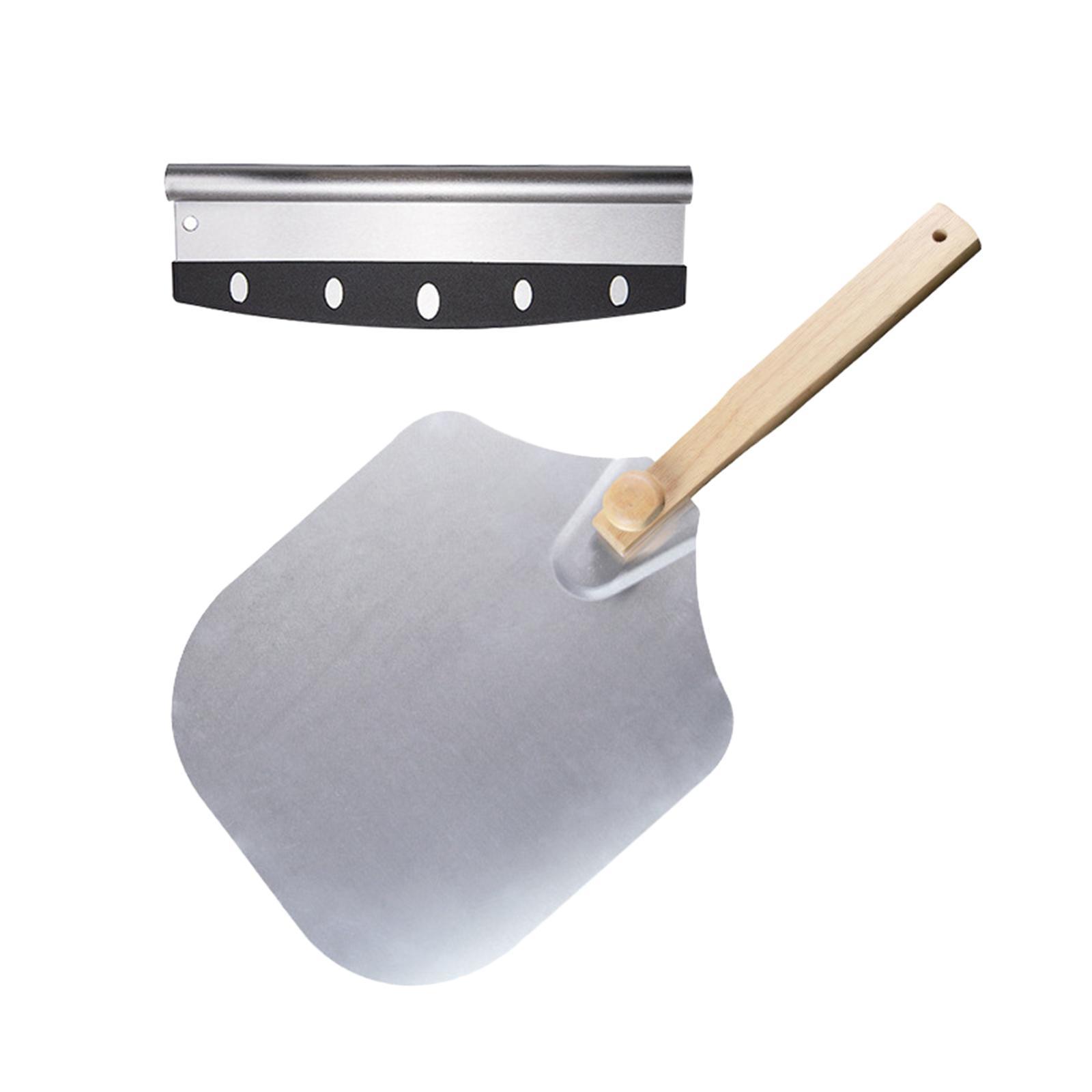 Pizza Peel Pizza Paddle with Cutter, 12 inch Width Wooden Handle Pizza Spade, Pizza Oven Accessory for Bread, Burgers, Cakes, Restaurant Condo