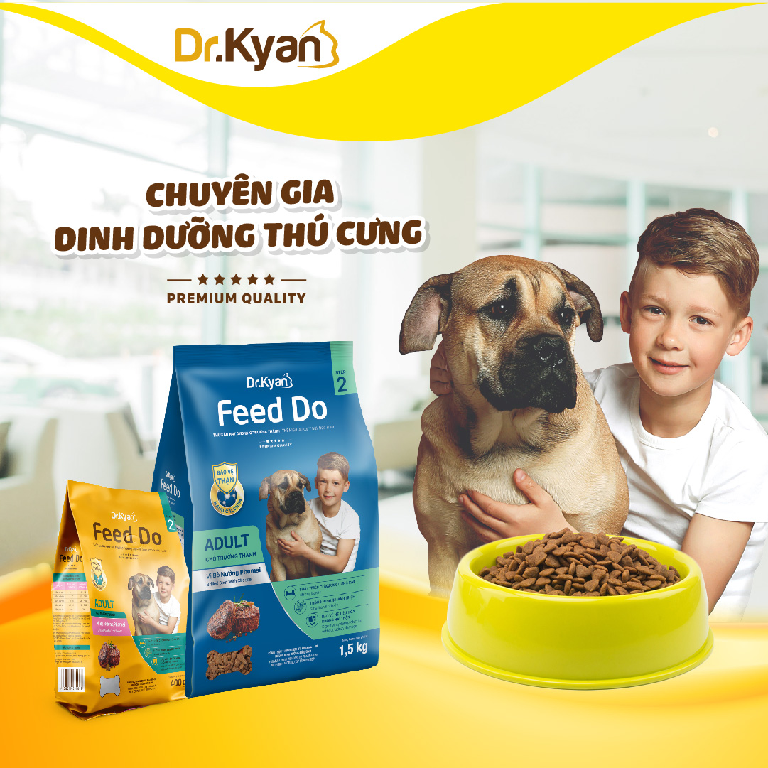 Dr.Kyan - Thức ăn hạt cho chó lớn Feed Do - Adutl 1,5 kg - Vị bò nướng pho mai