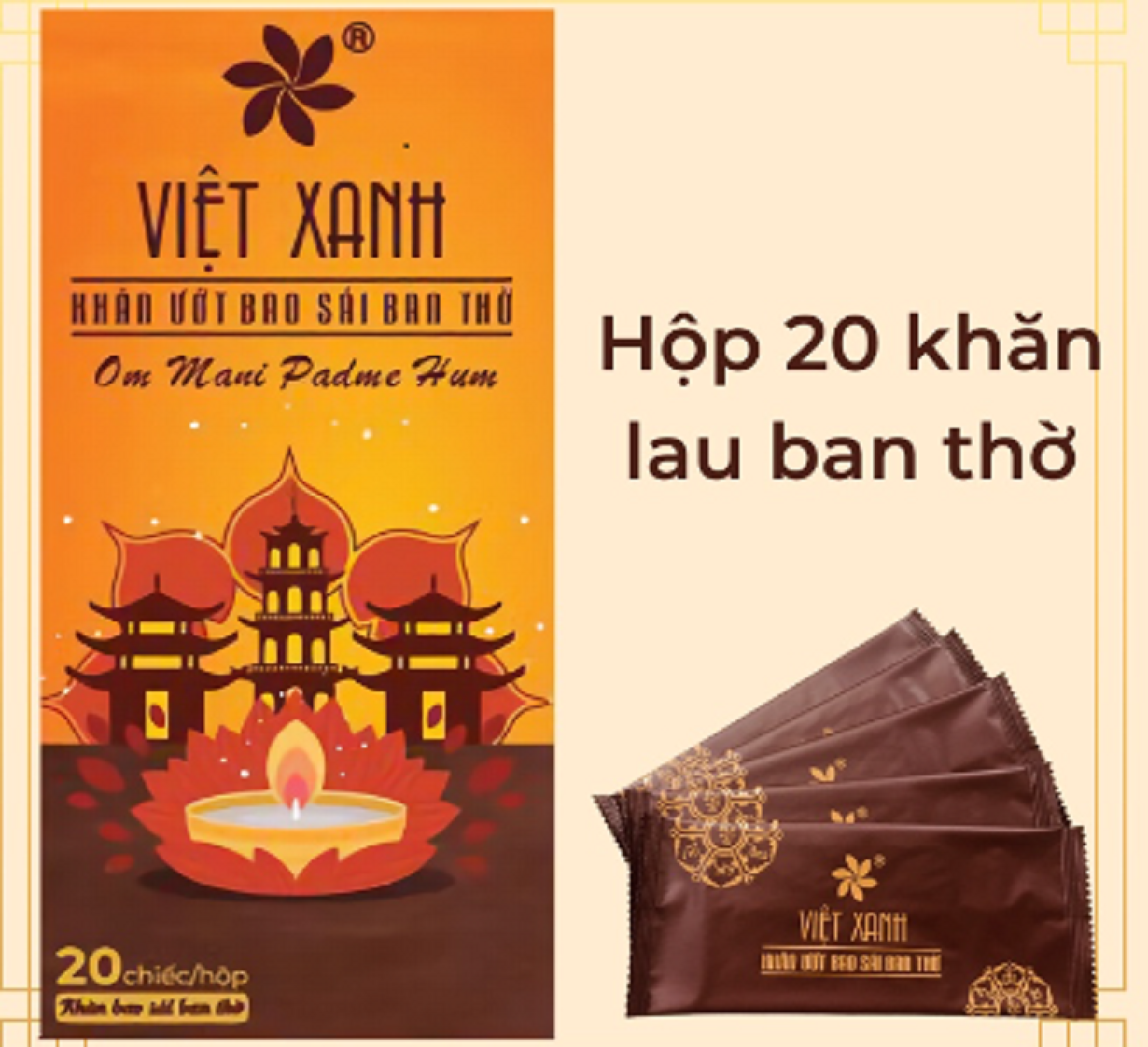 Khăn ướt bao sái ban thờ (Khăn lau ban thờ hương Thảo mộc tự nhiên nói không hóa chất)