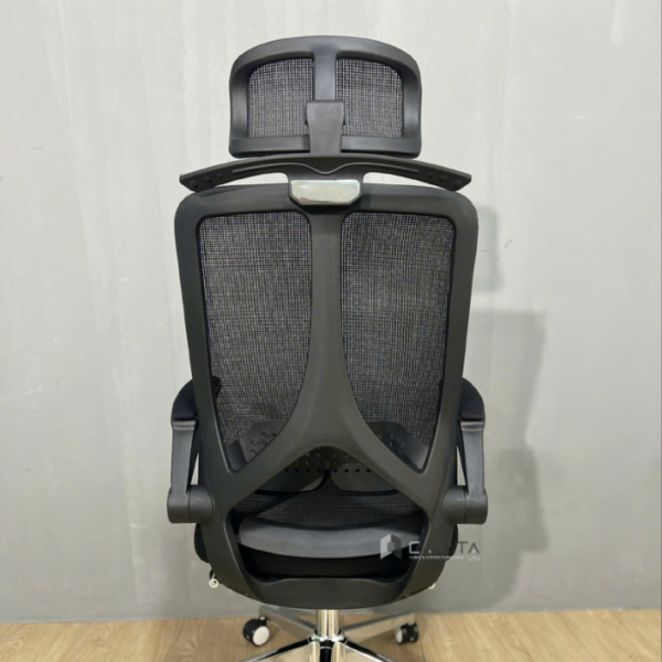 Ghế văn phòng khung đen nệm vải đen CR4330-M Nội thất Capta Ghế làm việc có gác chân lưng cao có tựa đầu tay điều chỉnh được tại tp hcm