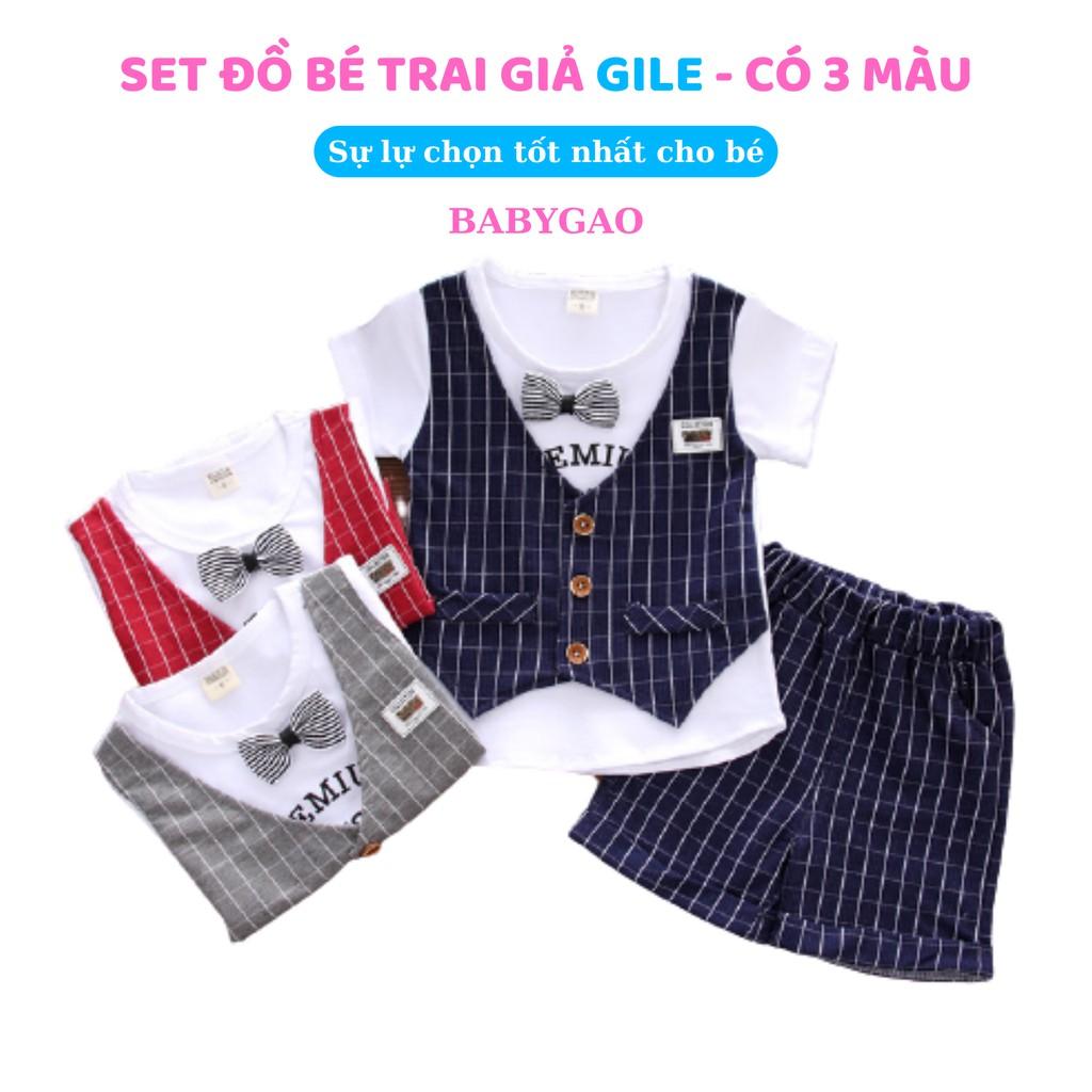 BabyGao Set đồ bé trai giả gilê nơ cổ phong cách công tử set gồm Quần + áo