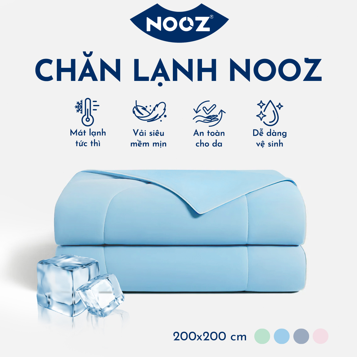 Chăn Lạnh NOOZ Mền Điều Hoà Nhiệt Độ Mùa Hè Siêu Mát Lạnh Lõi Bông Mềm Mịn