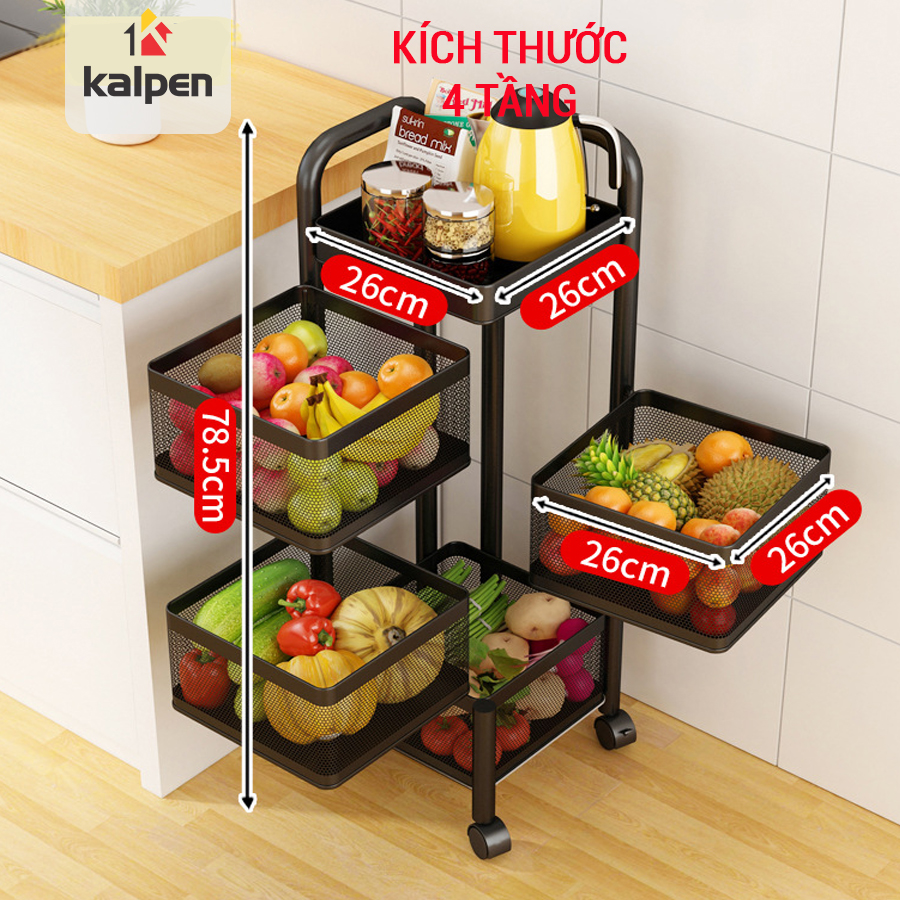 KỆ XOAY VUÔNG Đựng Rau Củ Đồ Dùng Đa Năng Thông Minh 3,4,5 Tầng Kalpen, Bh 24 Tháng