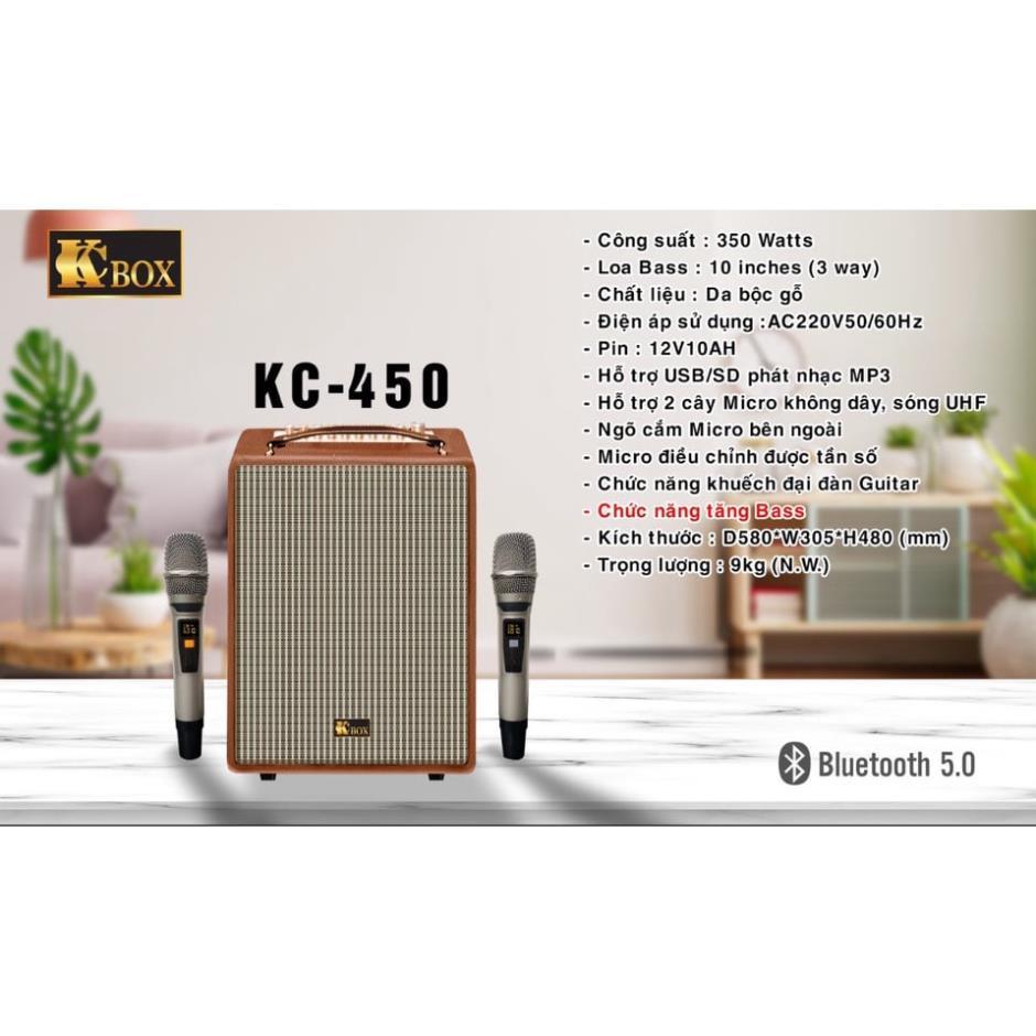 Loa kéo, loa xách tay di động 3 đường tiếng  KCBox KC-450 - Bass 2.5 tấc và 1 treble, 1 mid - Công suất lên đến 350W