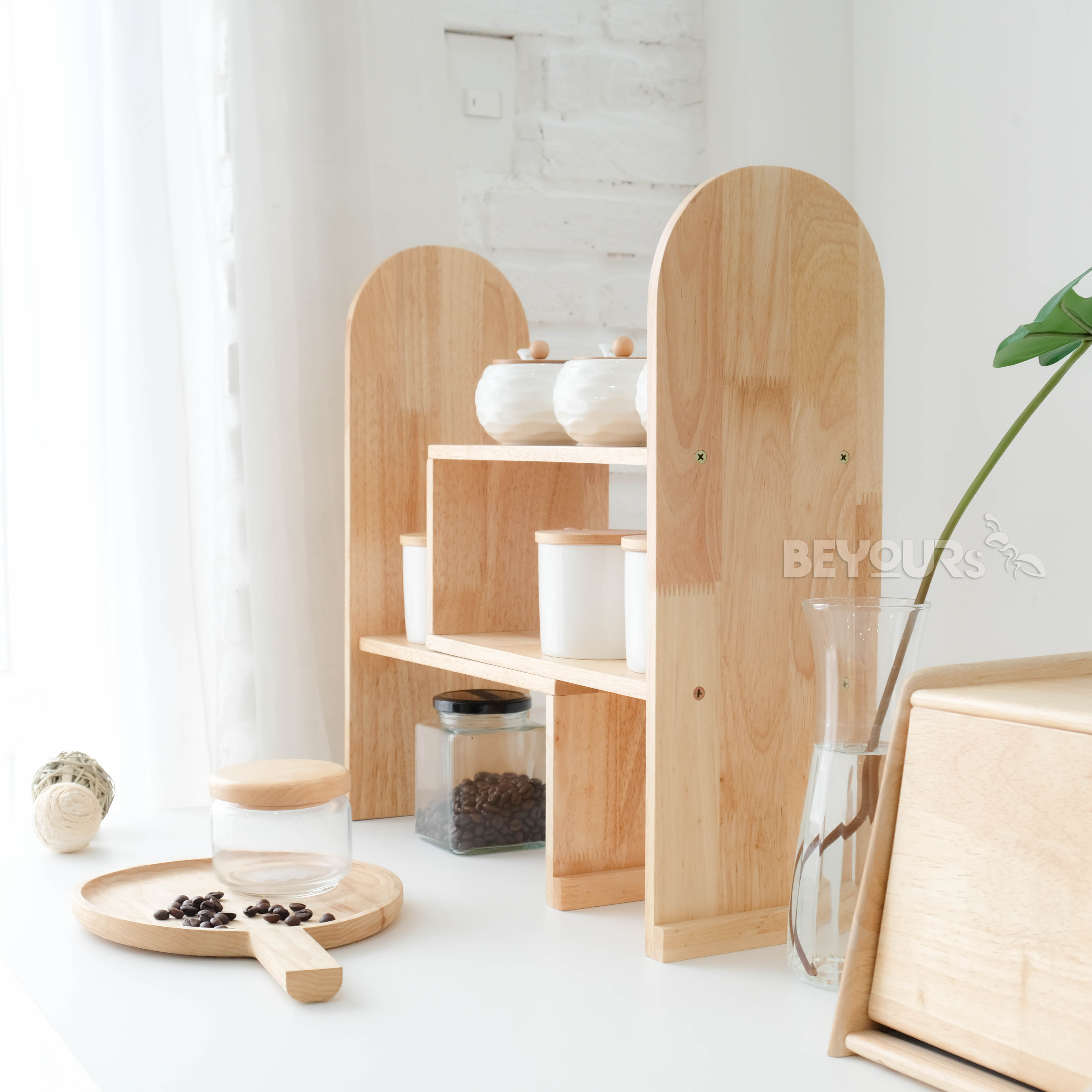 Kệ Đựng Gia Vị Gỗ Đa Năng Cup Shelf Nội Thất Kiểu Hàn BEYOURs - Gỗ Tự Nhiên