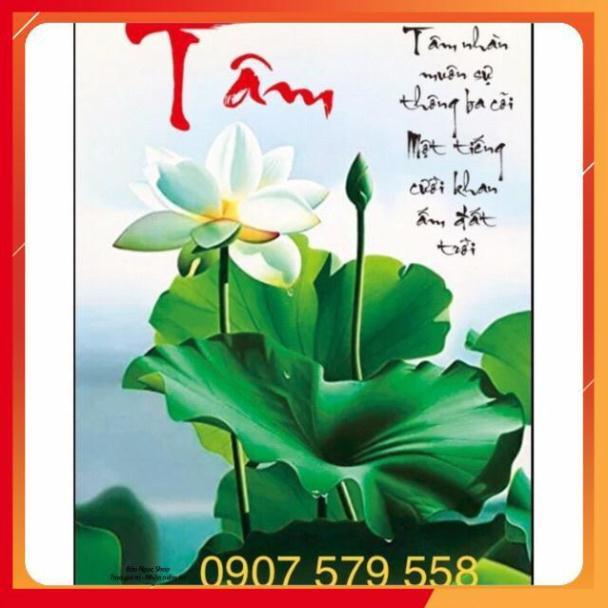 Tranh đính đá chữ Tâm kt : 56*42 cm
