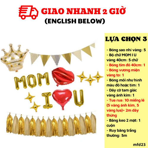 Bộ bong bóng trang trí ngày Mother's Day balloon set mfd23
