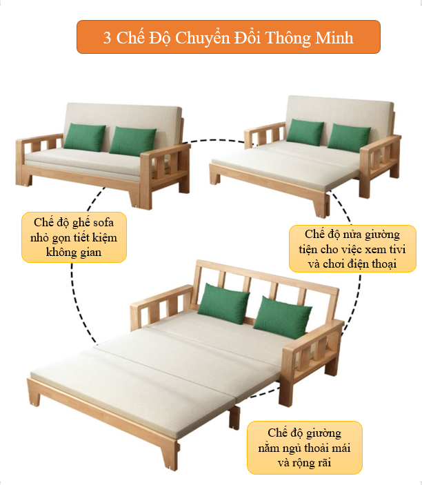 Giường sofa đa năng gấp gọn - giường gỗ gấp gọn - giường kéo gấp gọn - giường sofa gỗ hai trong một