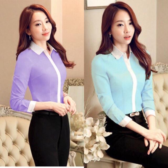 Áo sơ mi Phối viền tay và cổ SMC06 thời trang