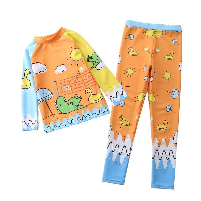Set đồ bơi , đồ đi biển trẻ em áo dài tay quần dài vải thun lạnh loại 1 chống nắng chống lạnh nhiều mẫu