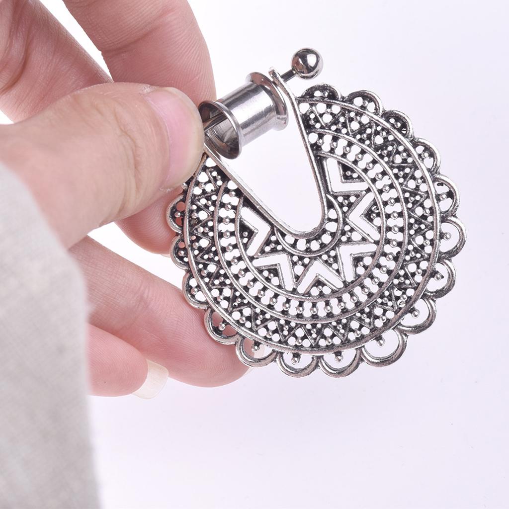Boho Hollow Flower Stainless Steel Dangle Ear Plugs