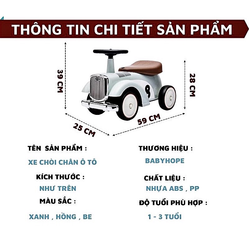 Xe chòi chân ô tô Vân Phương Shop cho bé bé nhanh biết đi có 1 đèn có nhạc sinh động dành cho bé 1 đến 4 tuổi - Hàng chính hãng