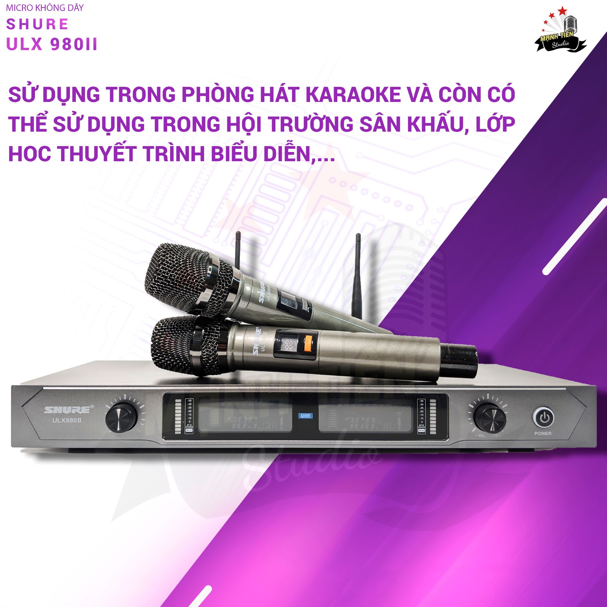 Micro không dây Shure ULX980II - Mic karaoke gia đình, sân khấu - Độ nhạy cao, bắt sóng xa, chống hú rít - Thiết kế sang trọng, bắt mắt -  Dễ dàng phối ghép với các thiết bị âm thanh khác - Hàng nhập khẩu loại I