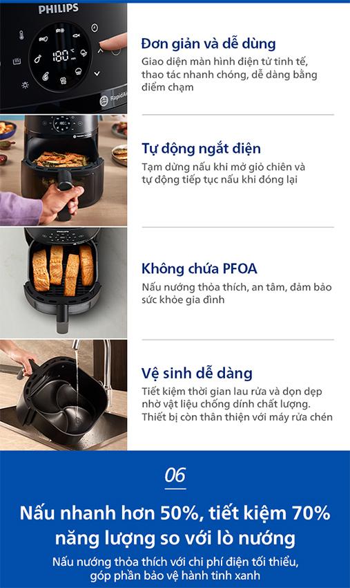 Nồi chiên không dầu Philips 4.2 lít NA220/00  - Hàng chính hãng