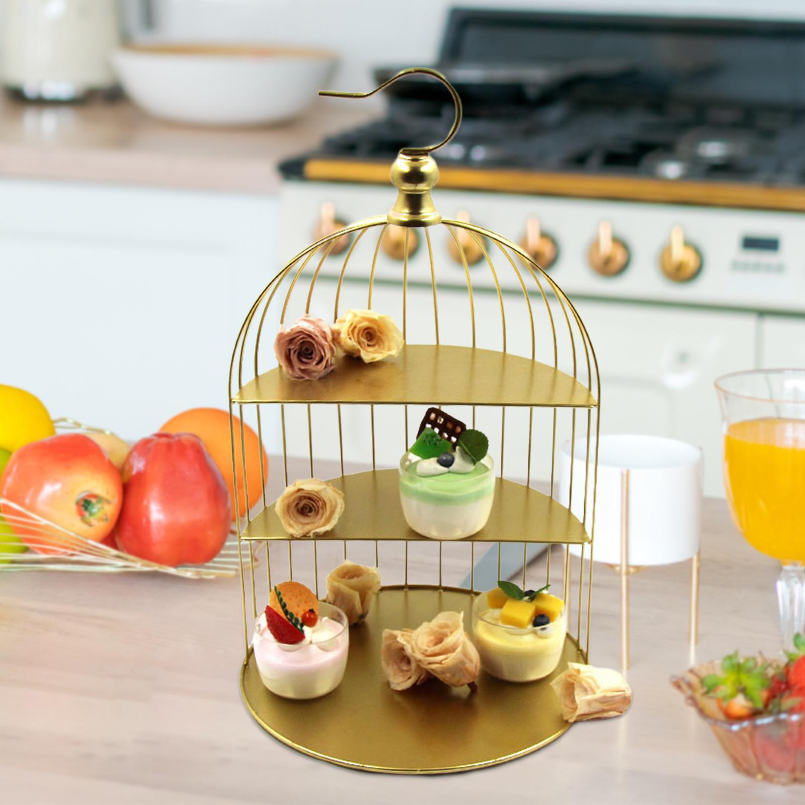 Birdcage Cake Stand, Iron Cake Display Basket Desktop Iron Makeup Organizer Stand, Shelf Display Countertop Cupcake Display Holder