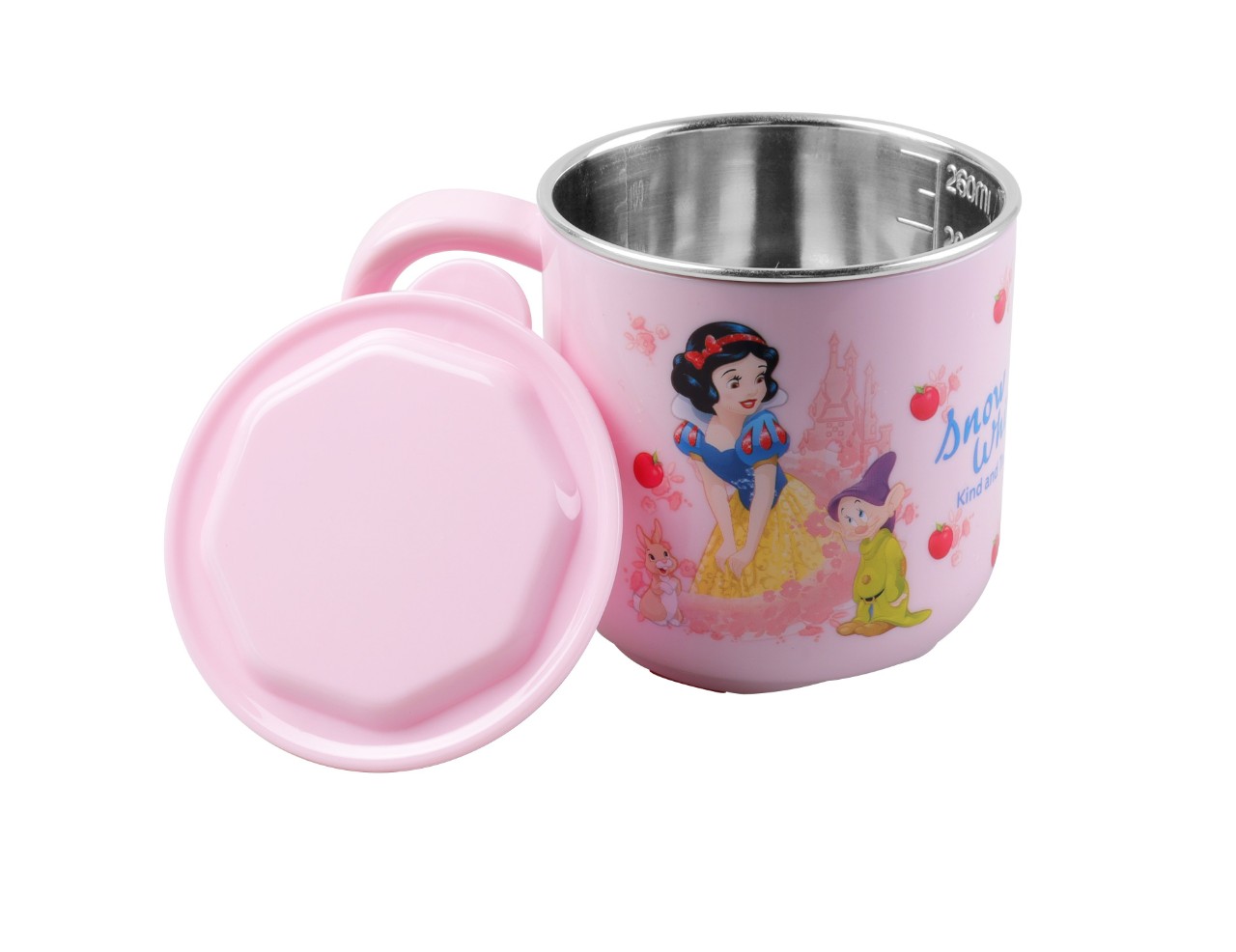 Ly inox giữ nhiệt 260ml hình công chúa Bạch Tuyết siêu xinh cho bé gái - PDW21125-W