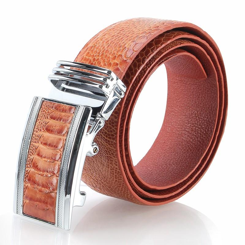 Thắt lưng nam da đà điểu Huy Hoàng 4P màu đen, nâu đất, vàng bò, nâu đỏ HC4417-18-19-20