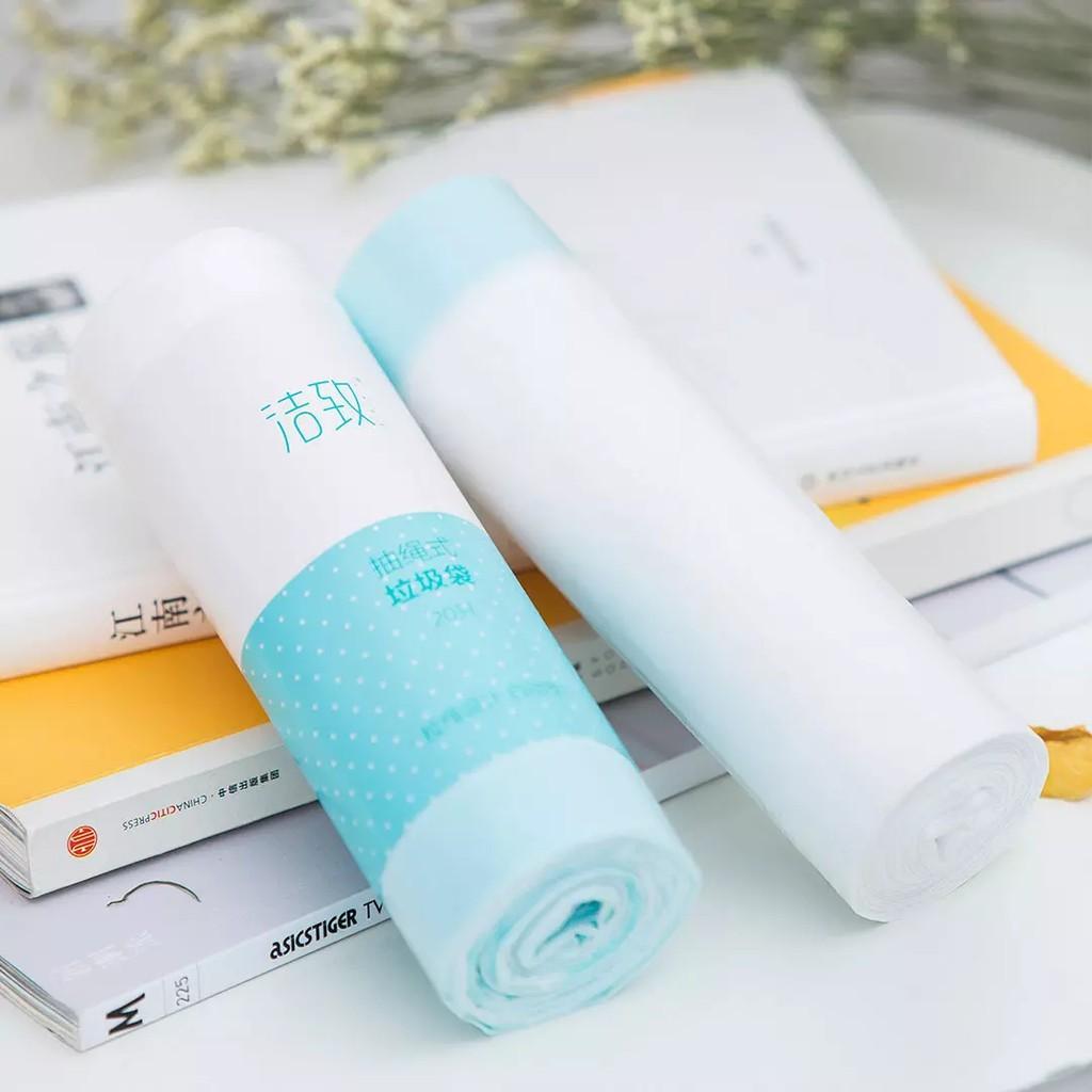 Set 20 Túi/Cuộn Đựng Rác Xiaomi Jiezhi Bằng Nhựa Dày Thiết Kế Có Dây Rút Sử Dụng Tiện Lợi Trong Nhà