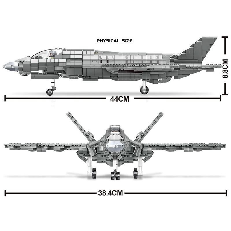 Đồ chơi Lắp Ráp May Bay Tàng hình Hoa Kỳ F-35, Mingdi 9003 Lightning II Lockheed Martin, Xếp hình thông minh