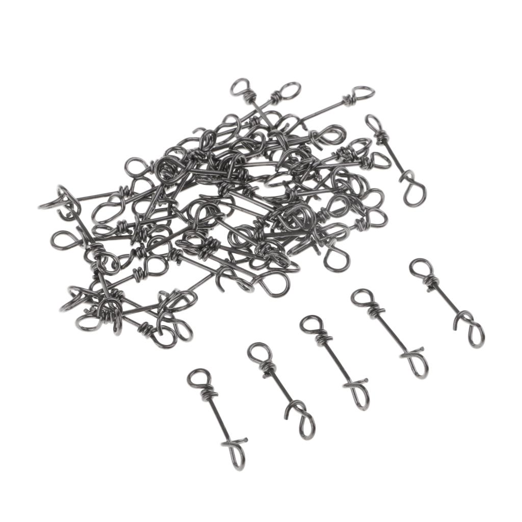 50 Pieces Stainless Steel Quick Lock Fishing Snap Clip Swivel Connector 15mm