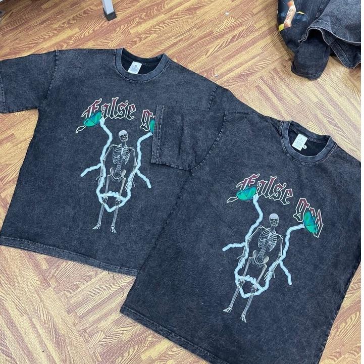 Áo thun loang đen FALSE GOD nam nữ tay lỡ chất liệu cotton 100% phối dáng unisex