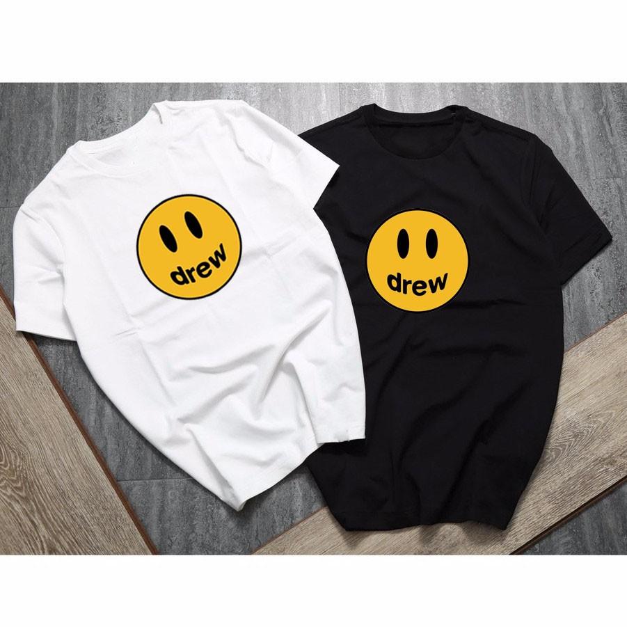 Áo thun unisex in logo mặt cười, chất liệu vải cotton co giãn tốt dew
