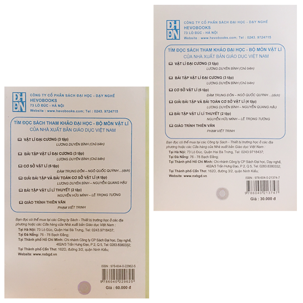 Combo Sách: Vật Lí Đại Cương Tập 2 - Điện Dao Động Sóng+ Bài Tập Vật Lí Đại Cương Tập 2 - Điện Dao Động Sóng  (Dùng Cho Các Trường Đại Học Khối Kỹ Thuật Công Nghiệp)