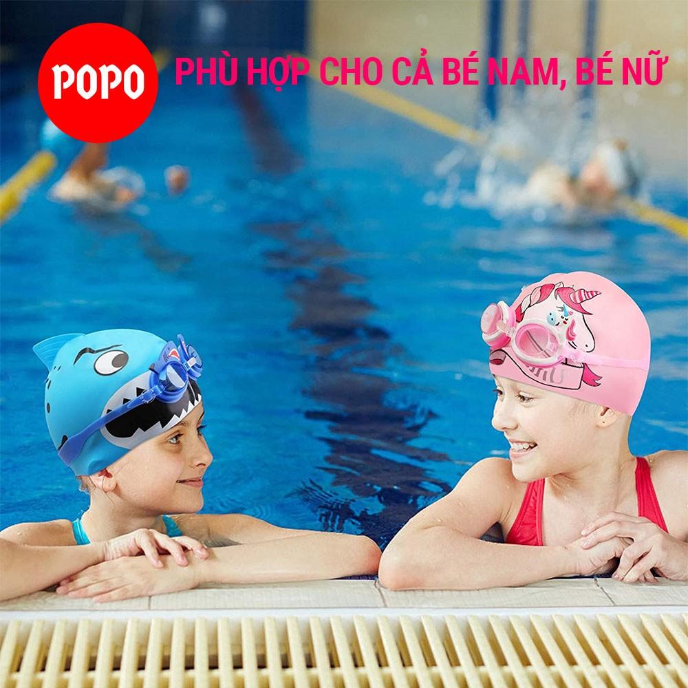 Nón bơi trẻ em POPO CA43 cho bé từ 3 tuổi ngộ nghĩnh chất liệu silicon an toàn, cảm giác mềm mại khi đội