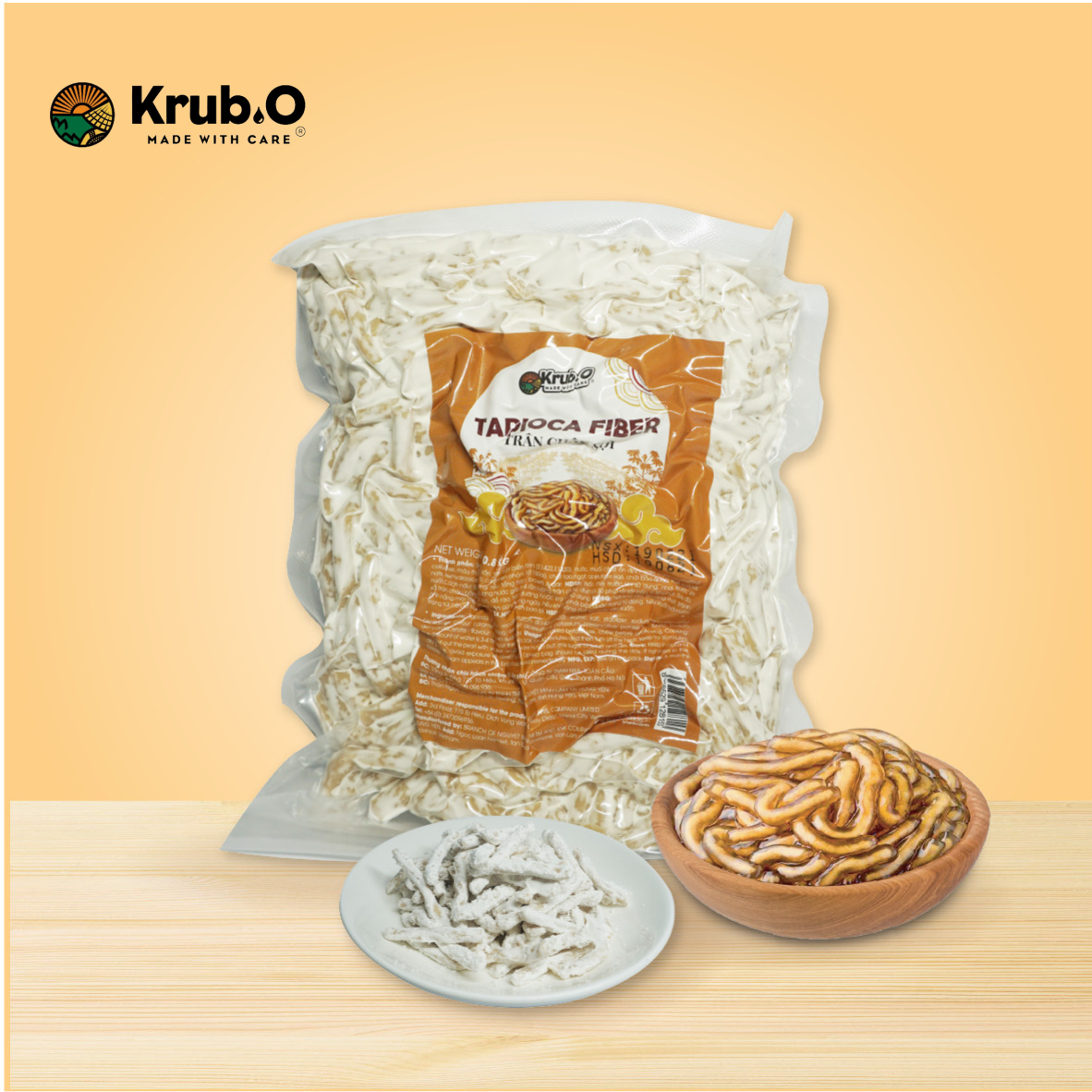 Combo 3 Túi Trân Châu Sợi Krub.O (Tapioca Fiber) - Túi 800g - Topping trà sữa độc quyền - Nguồn nông sản thuần Việt