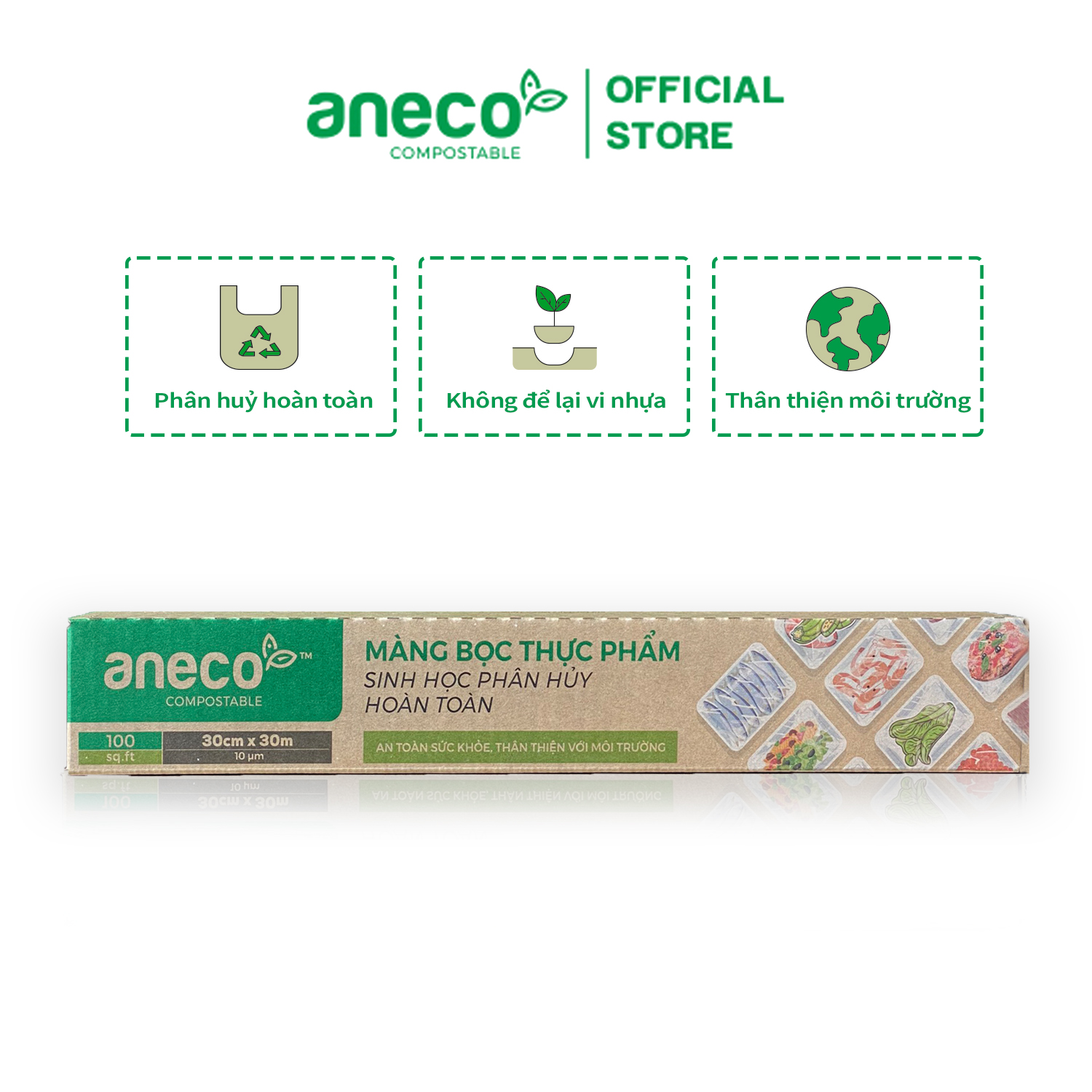 Màng bọc thực phẩm ANECO phân hủy sinh học hoàn toàn - Không nhựa 100% - Bảo vệ môi trường