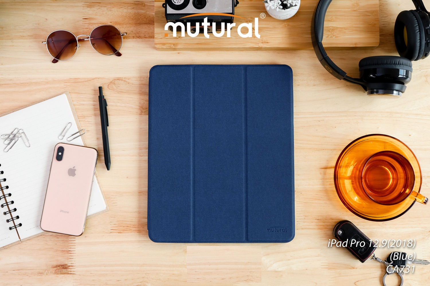 Bao da iPad Pro 12.9 có ngăn đựng bút Mutural Smart Case - Hàng chính hãng