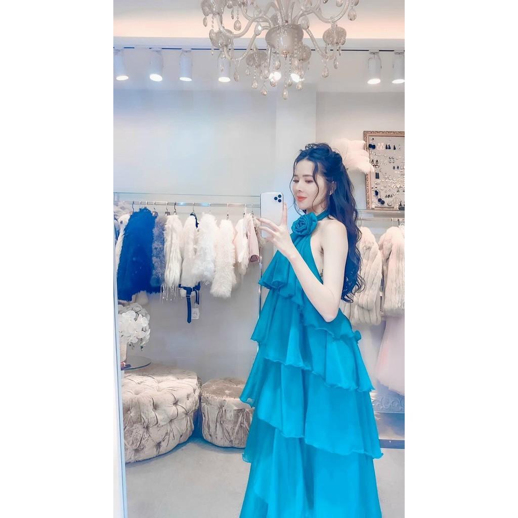 Đầm Maxi Nữ NHIHOUSE71 Cổ Yếm Đi Biển Bèo 5 Tầng Đính Bông Sang Chảnh Chất Voan Mềm Mại Nhẹ Mát 50 - 65K
