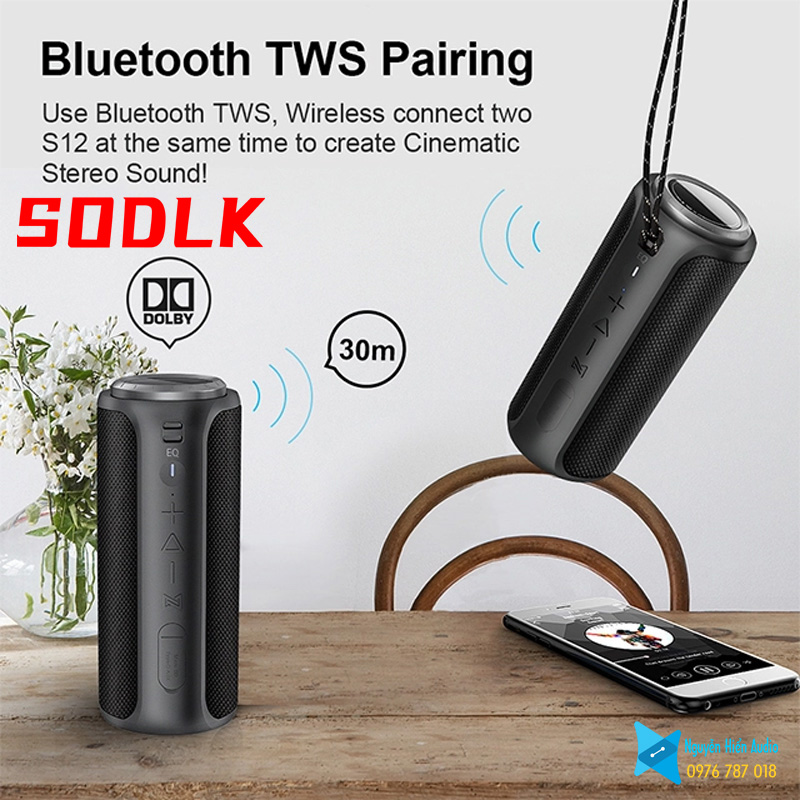 Loa Bluetooth di động SODLK T21 kháng nước, siêu trầm, đèn RGB hay đẹp giá tốt