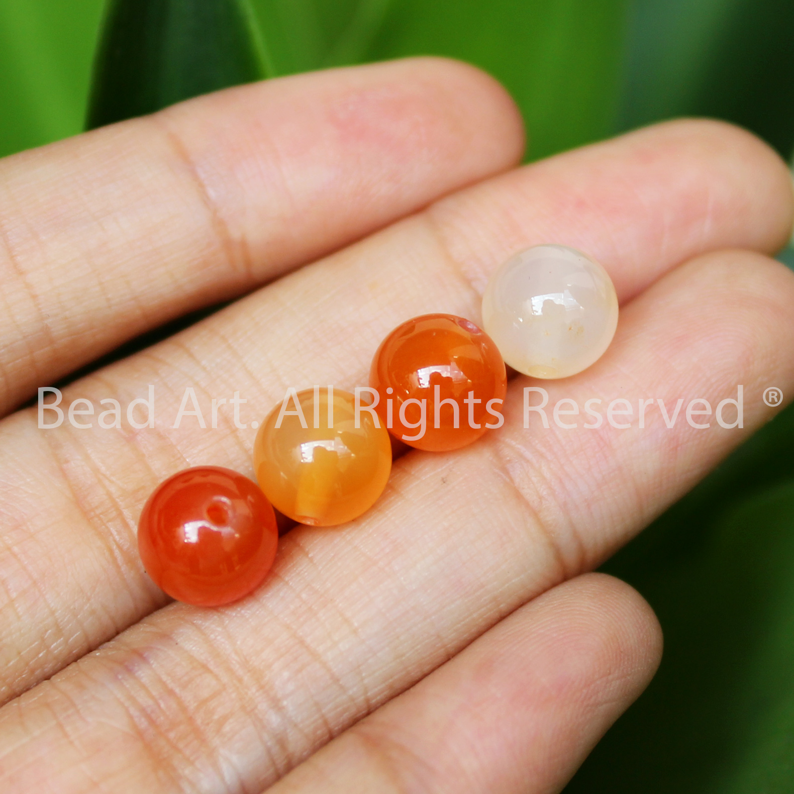 [1 Hạt] 8MM Đá Mã Não Đỏ Cam Tự Nhiên, Red Orange Agate, Carnelian, Phối Vòng Tay Phong Thuỷ, Chuỗi Hạt, Trang Sức, Mệnh Hoả, Thổ - Bead Art