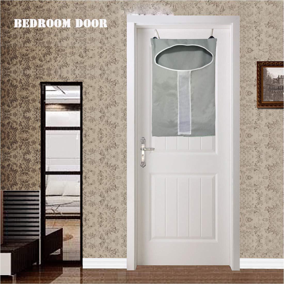 Giỏ giặt đồ bẩn để treo ở cửa - Bóng tường tiết kiệm không gian với móc thép không gỉ - cho người giữ phòng ngủ, phòng tắm, ký túc xá - màu xám