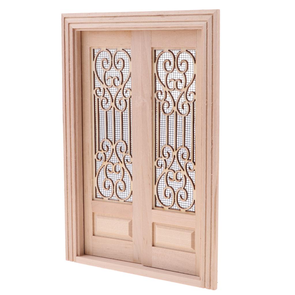 Handmade 1/12 Quy Mô Rỗng Màn Hình Đôi & 2-Ngăn Ô Cửa Sổ Cho Búp Bê Nhà Phòng Vườn Sân Trang Trí