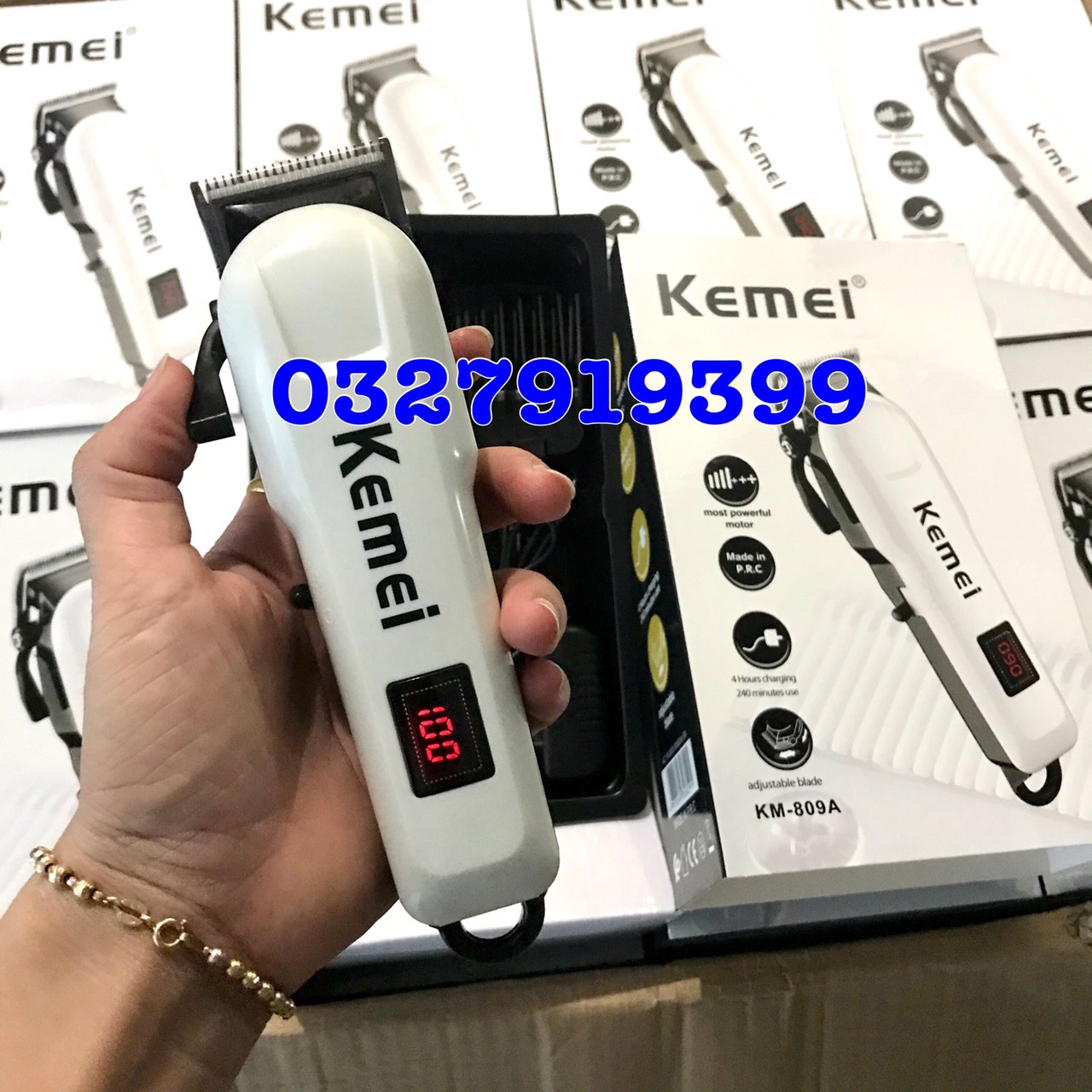 Tông đơ cắt tóc cao cấp 809A - màn hình hiển thị pin