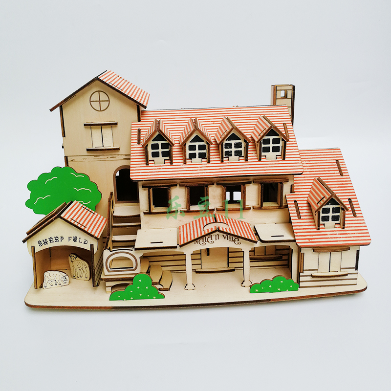 Đồ chơi lắp ráp gỗ 3D Mô hình Nhà gỗ Yili Holiday Villa Laser LC-GP269