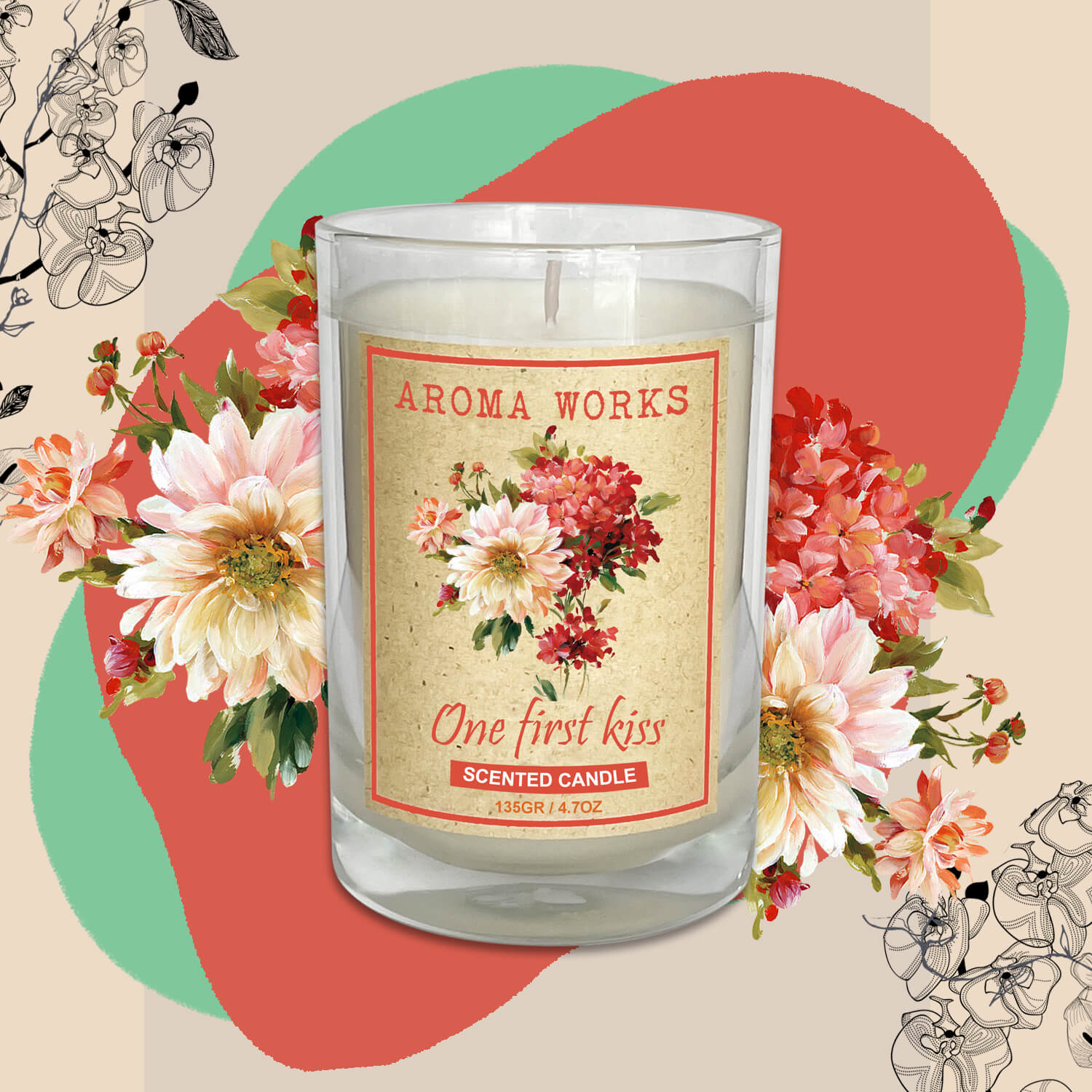 Nến Thơm Thiên Nhiên Aroma Works Natural Scented Candle - One First Kiss