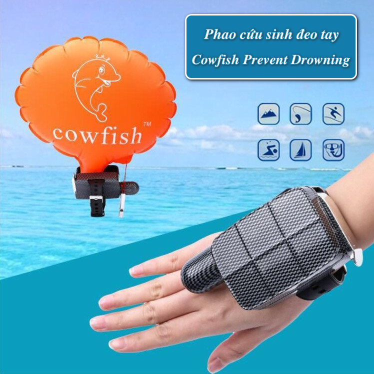 Phao cứu sinh đeo tay khẩn cấp có còi la bàn Cowfish Prevent Drowning (tặng kèm 2 ống CO2)