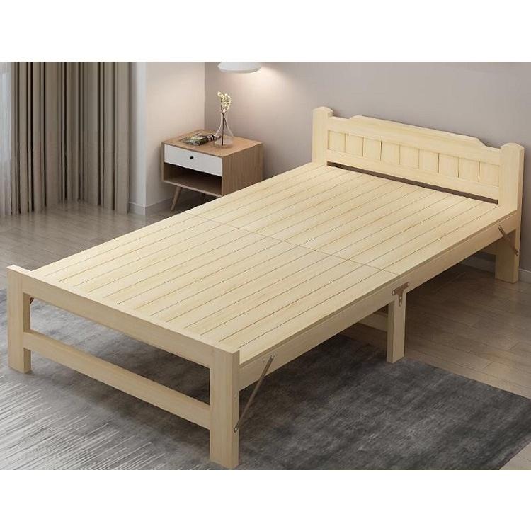 (tặng kèm đệm, gối) Giường ngủ - Giường ngủ gỗ thông xếp gọn 150x195 cm