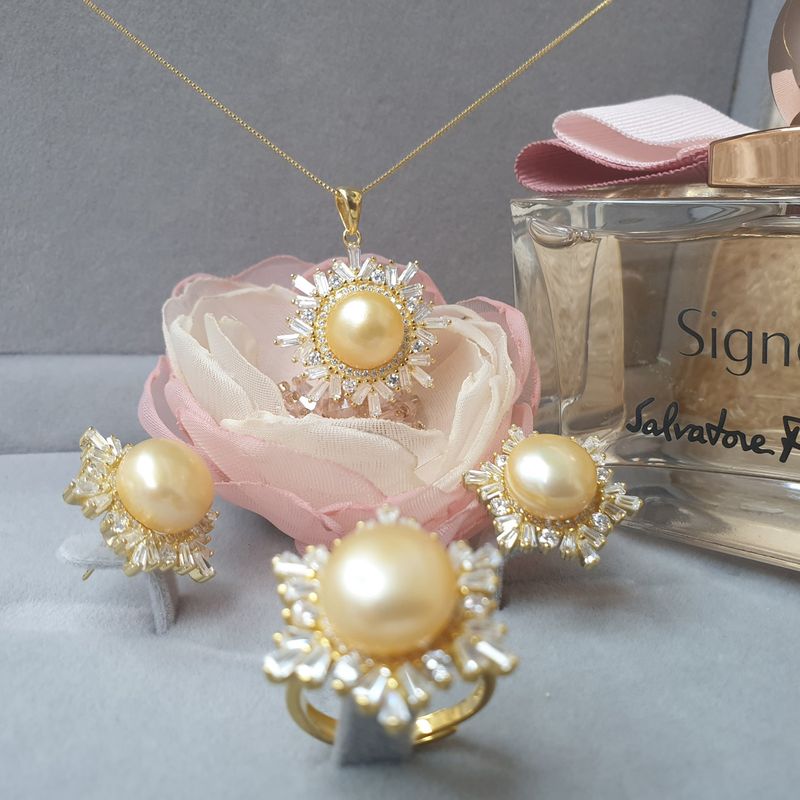 Bộ Trang Sức Ngọc Trai Thiên Nhiên Cao Cấp 4M - Kiểu Dây Chuyền Hoa Tuyết - Trang Sức Cô Tấm - SNOW FLAKES PEARL - CTJ1703