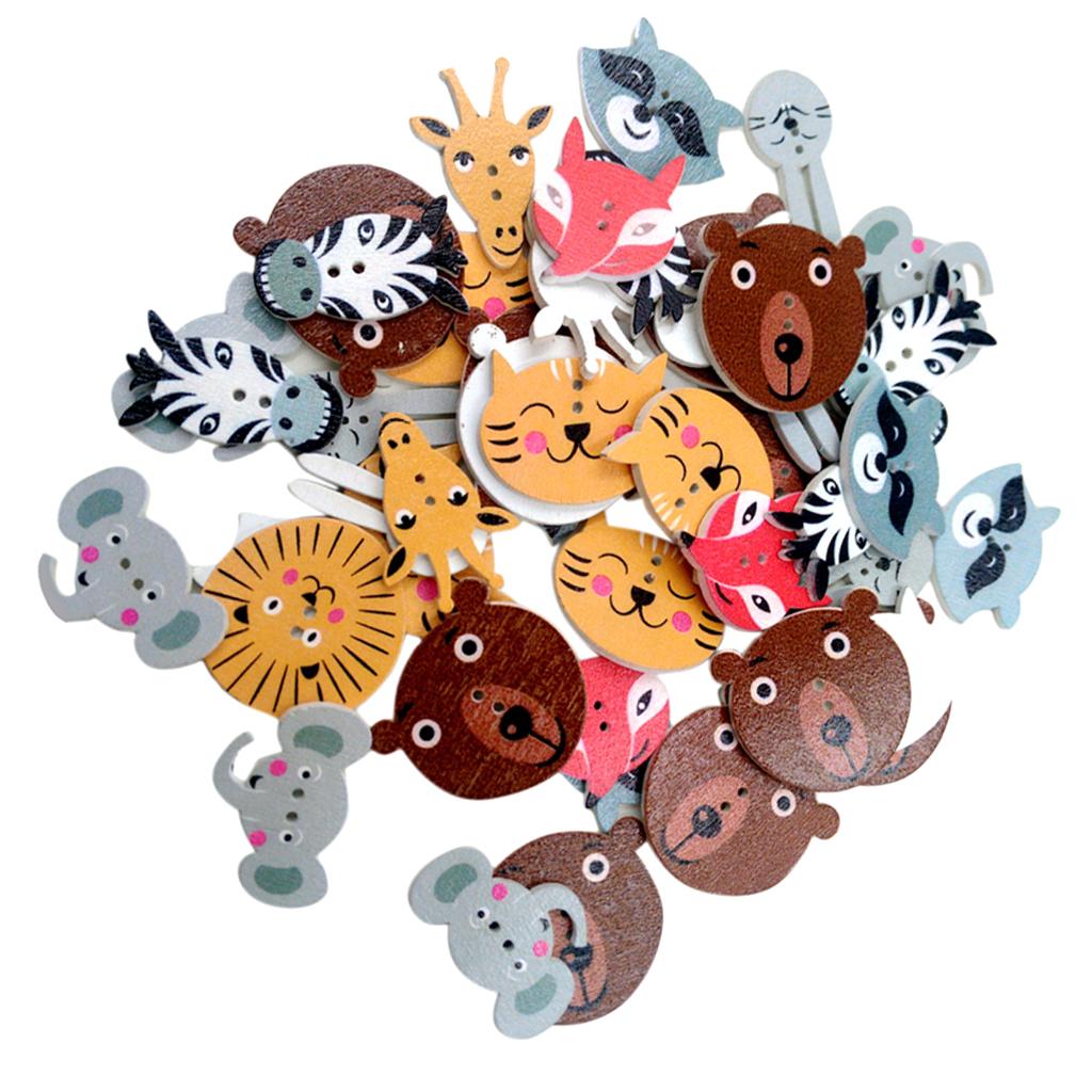 50 Cái Nhiều Màu Sắc Động Vật 2 Lỗ Nút Flatback Cho Thêu Sò Tự Làm Thủ Công
