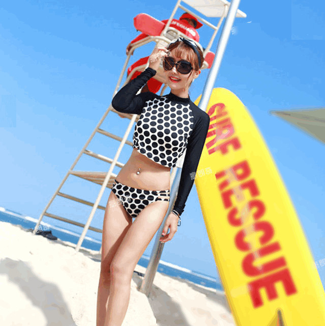 Bikini Tươi Trẻ Tay Dài Form Croptop AT073 MayHomes, Đồ Bơi Nữ Thun Lạnh