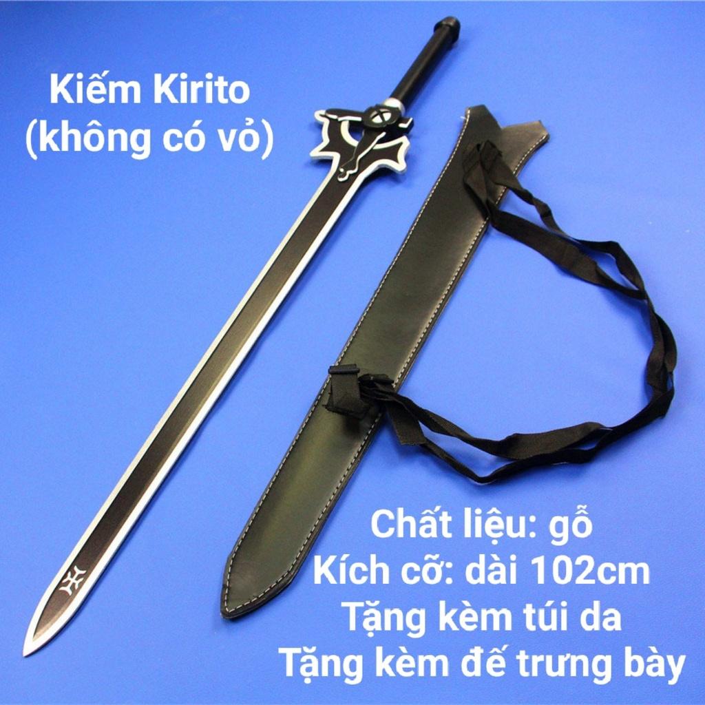 (Dài 102cm) Đạo cụ cosplay Kirito bằng gỗ (không vỏ) kèm túi da - Tặng kèm đế