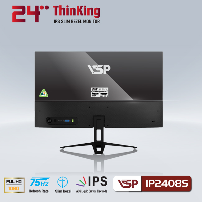 Màn hình Tràn viền Gaming 24inch VSP IP2408S (23.8&quot; IPS FHD 75Hz, HDMI+VGA+Audio 3.5) - Hàng chính hãng TECH VISION phân phối