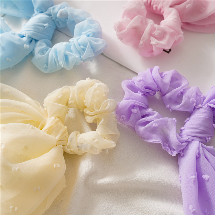 Dây buộc tóc Scrunchies lụa hạt bông dáng dài dễ thương HD79