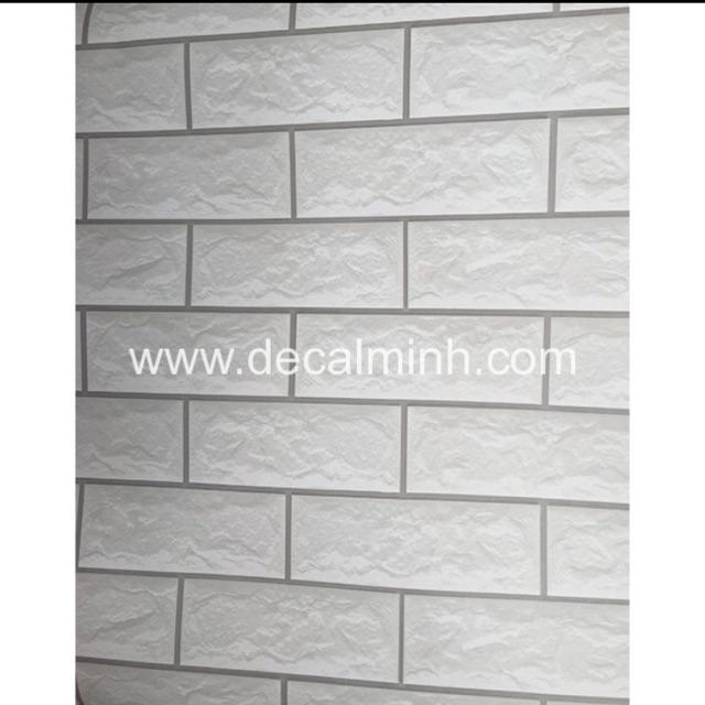 2m Decal Dán Tường Chống Nước Gạch 3D Xám Trắng '\/'