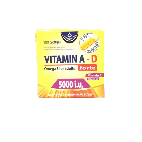 Combo 2 Hộp Vitamin A-D Forte Omega 3 For Adults 500 IU bổ sung vitamin giảm nguy cơ khô mắt, mỏi mắt, còi xương, hỗ trợ đẹp da, Hộp 100 Viên
