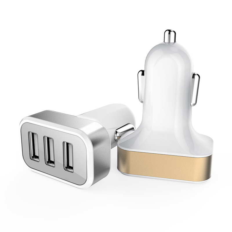 Củ sạc trên ô tô hợp kim nhôm 4.1A thông minh bộ sạc điện thoại với 3 đầu USB dung lượng lớn